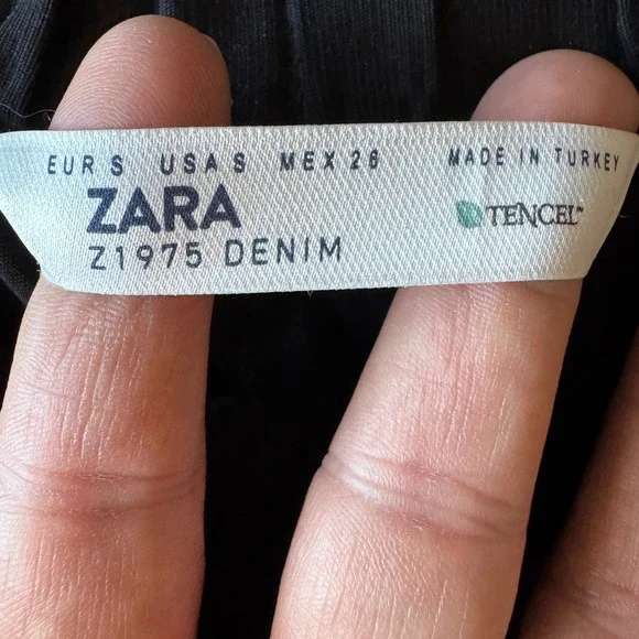 ZARA Black Jogger Pants Embellished Side Stripe Drawstring‎ Waist Tencel Size S - Picture 7 of 16